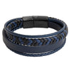 Braided Design Stainless Steel and Multilayer Leather Bracelet for Men, Boys (SJ_3561_BL)
