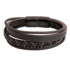 Braided Design Stainless Steel and Multilayer Leather Bracelet for Men, Boys (SJ_3561_BR)