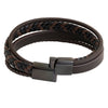Braided Design Stainless Steel and Multilayer Leather Bracelet for Men, Boys (SJ_3561_BR)