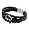 Braided Anchor Design Stainless Steel and Multilayer Leather Bracelet for Men, Boys (SJ_3562)