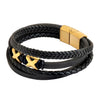 Braided Design Stainless Steel and Leather Bracelet for Men, Boys Black (SJ_3564_G)