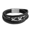 Braided Design Stainless Steel and Leather Bracelet for Men, Boys Black (SJ_3564_S)