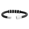 Braided Design Stainless Steel and Leather Bracelet for Men, Boys (SJ_3566_BK)