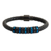 Braided Design Stainless Steel and Leather Bracelet for Men, Boys (SJ_3566_BL)