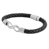 Braided Infinity Design Stainless Steel and Leather Bracelet for Men, Boys (SJ_3567_S)