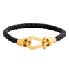 Braided Design Stainless Steel and Leather Bracelet for Men, Boys Gold (SJ_3568_BK)