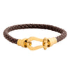 Braided Design Stainless Steel and Leather Bracelet for Men, Boys Gold (SJ_3568_BR)