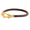 Braided Design Stainless Steel and Leather Bracelet for Men, Boys Gold (SJ_3568_BR)