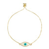 Gold Plated White Enamel Evil Eye Charm Adjustable Bracelet for Girls, Teens & Women (SJ_3569_E)