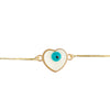 Gold Plated White Enamel Evil Eye Charm Heart Shape Adjustable Bracelet for Girls, Teens & Women (SJ_3569_H)