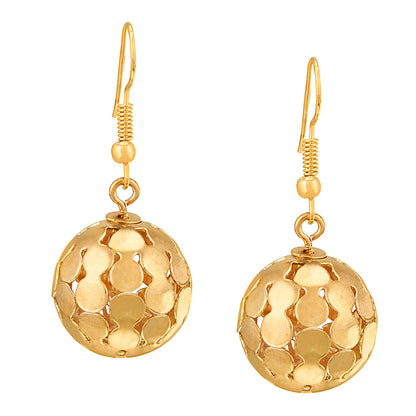 Gold Metallic Fashionable Dangling Earrings (SJ_379)