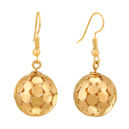 Gold Metallic Fashionable Dangling Earrings (SJ_379)