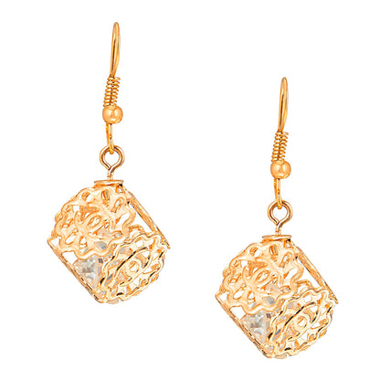 Gold Metallic Fashionable Dangling Earrings (SJ_380)