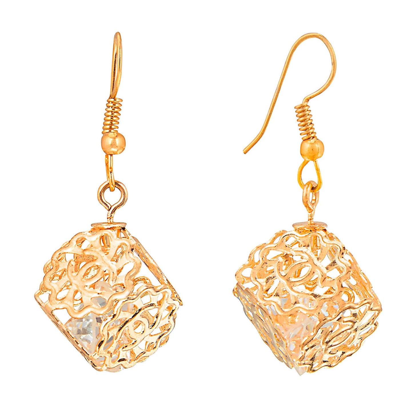 Gold Metallic Fashionable Dangling Earrings (SJ_380)