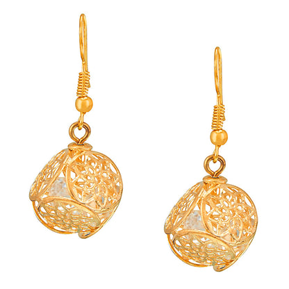 Gold Metallic Fashionable Dangling Earrings (SJ_381)