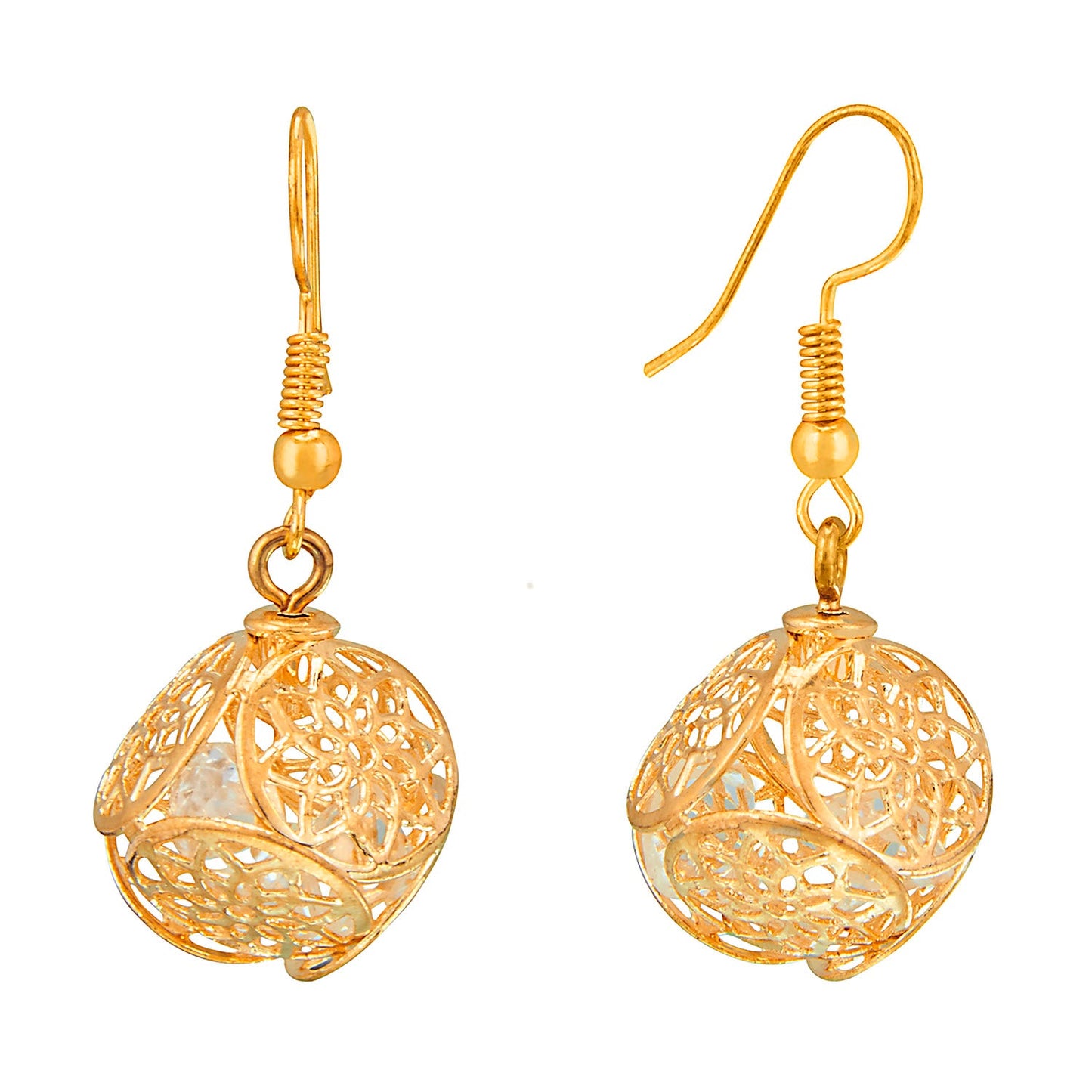 Gold Metallic Fashionable Dangling Earrings (SJ_381)