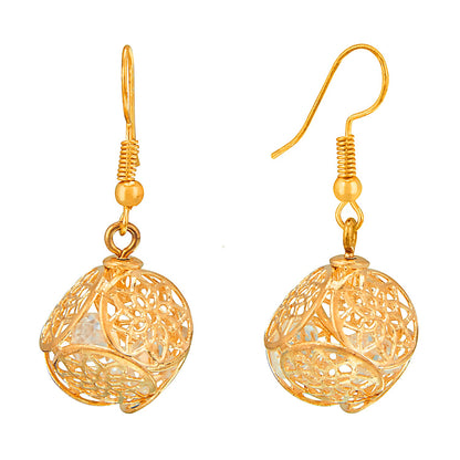 Gold Metallic Fashionable Dangling Earrings (SJ_381)