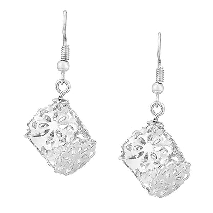 Silver Metallic Fashionable Dangling Earrings (SJ_382)