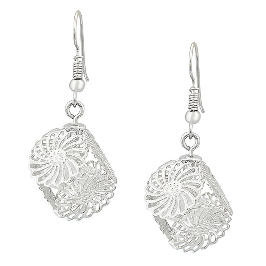 Silver Metallic Fashionable Dangling Earrings (SJ_383)