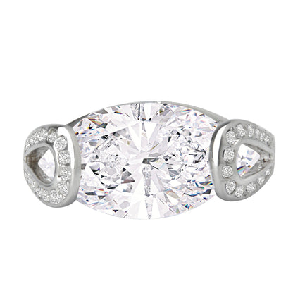 Oval Zirconia Rhodium Finger Ring (SJ_4002)