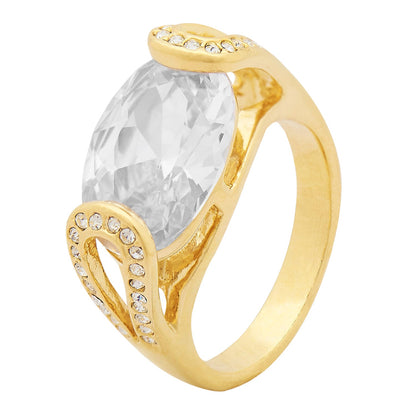 Oval Zirconia Gold Finger Ring (SJ_4003)