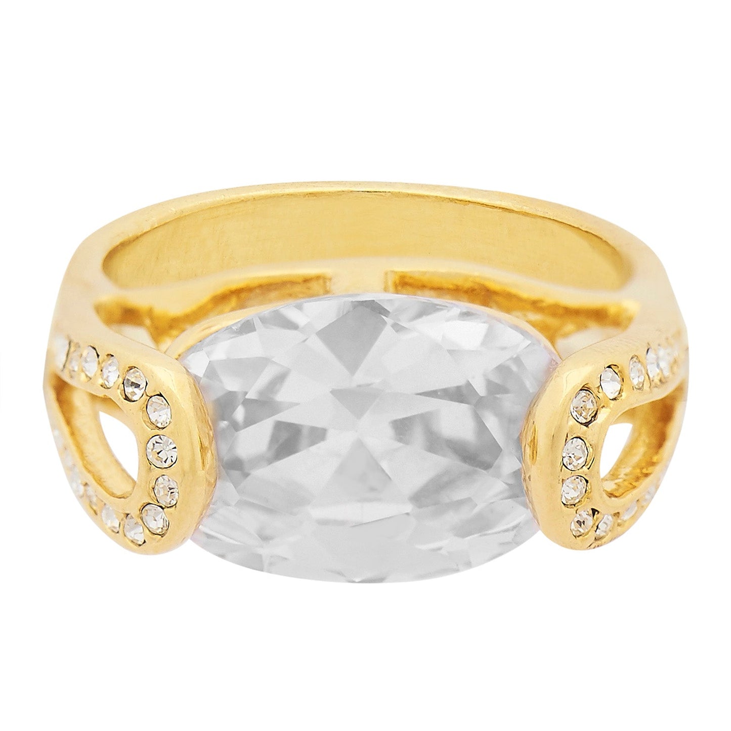 Oval Zirconia Gold Finger Ring (SJ_4003)