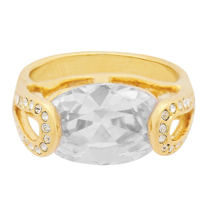 Oval Zirconia Gold Finger Ring (SJ_4003)