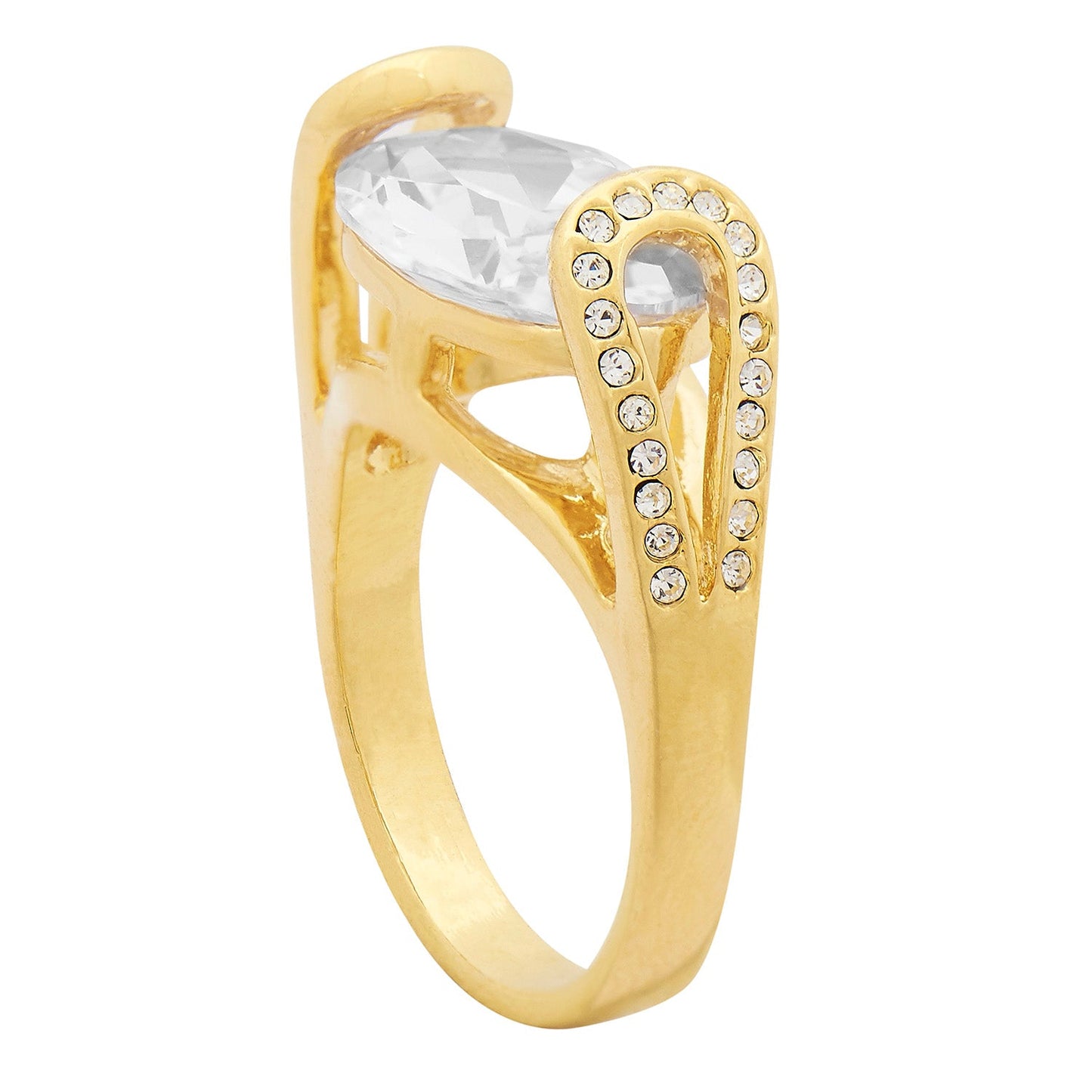 Oval Zirconia Gold Finger Ring (SJ_4003)