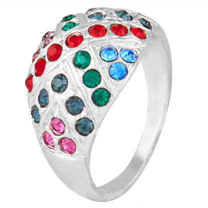 Rhodium Mulitcolor Finger Ring (SJ_4033)