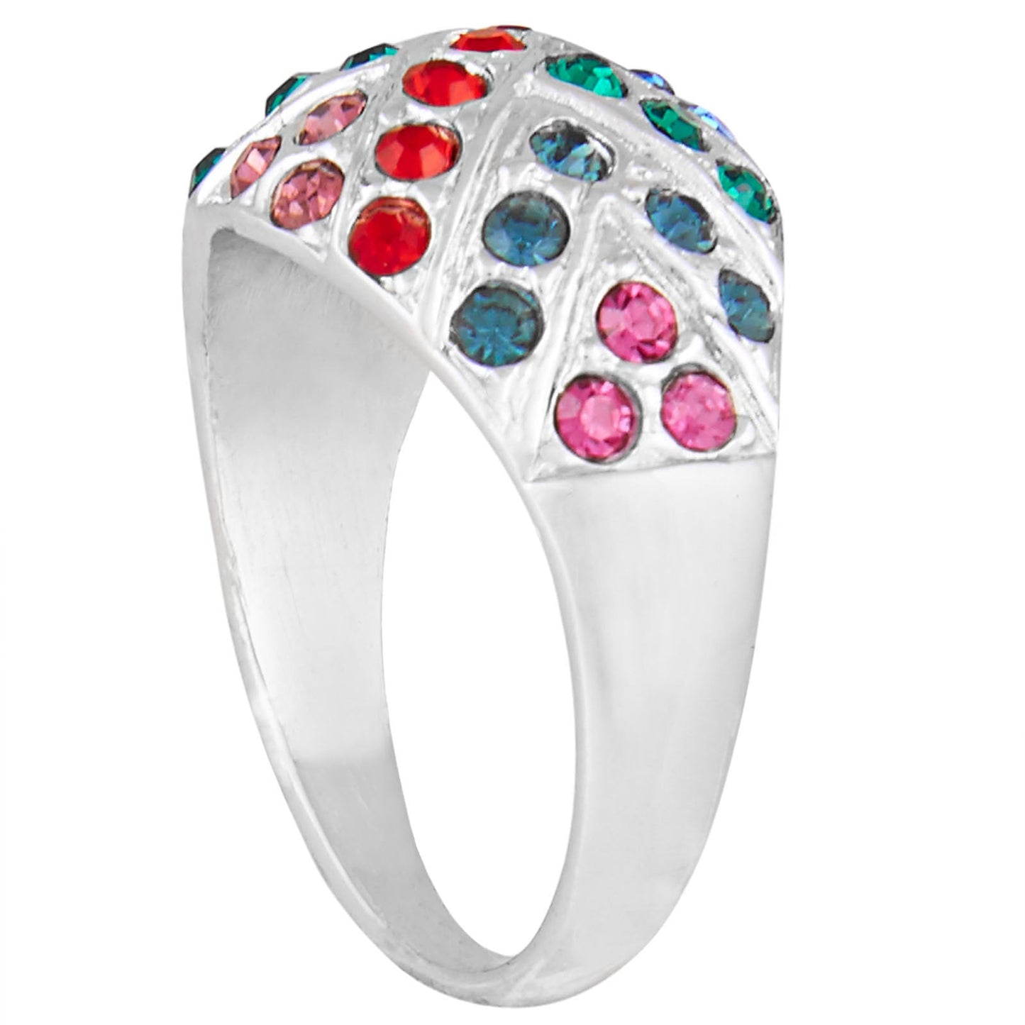 Rhodium Mulitcolor Finger Ring (SJ_4033)