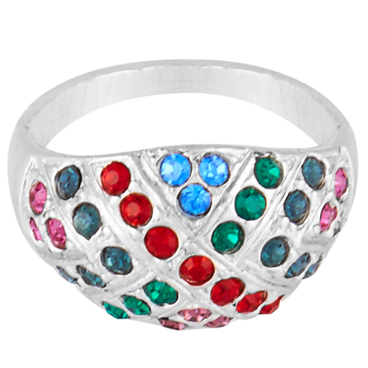 Rhodium Mulitcolor Finger Ring (SJ_4033)