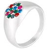 Rhodium Mulitcolor Round Finger Ring (SJ_4034)