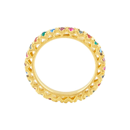 Multicolor Gold Band Finger Ring (SJ_4035)