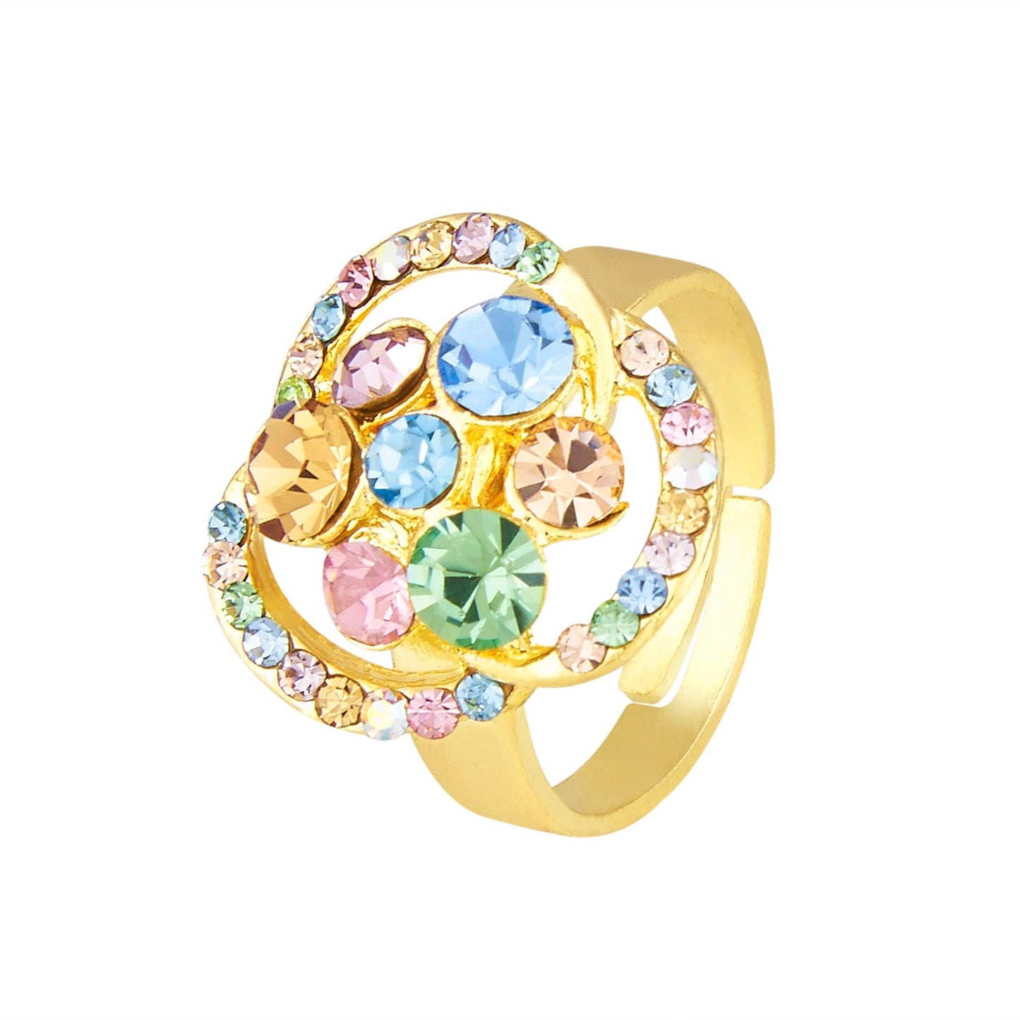 Gold Plated Multicolor Crystal Fashionable Finger ring (SJ_4089)