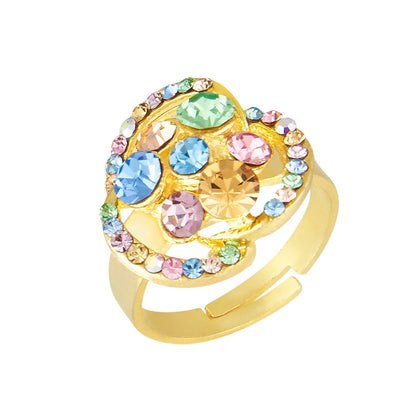 Gold Plated Multicolor Crystal Fashionable Finger ring (SJ_4089)