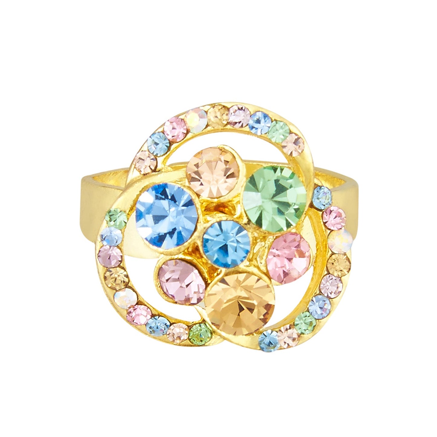 Gold Plated Multicolor Crystal Fashionable Finger ring (SJ_4089)