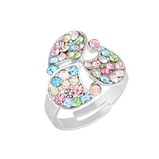 Silver Multicolor Crystal Fashionable Finger ring (SJ_4092)