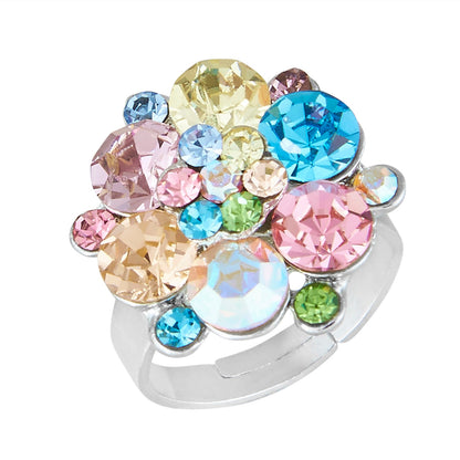 Silver Multicolor Crystal Fashionable Finger ring (SJ_4093)