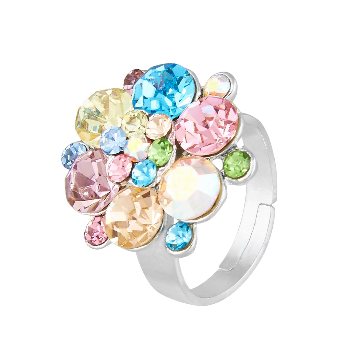 Silver Multicolor Crystal Fashionable Finger ring (SJ_4093)
