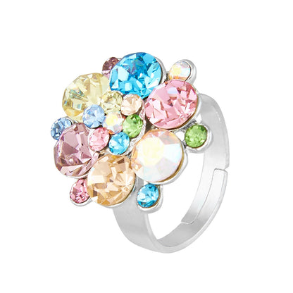 Silver Multicolor Crystal Fashionable Finger ring (SJ_4093)