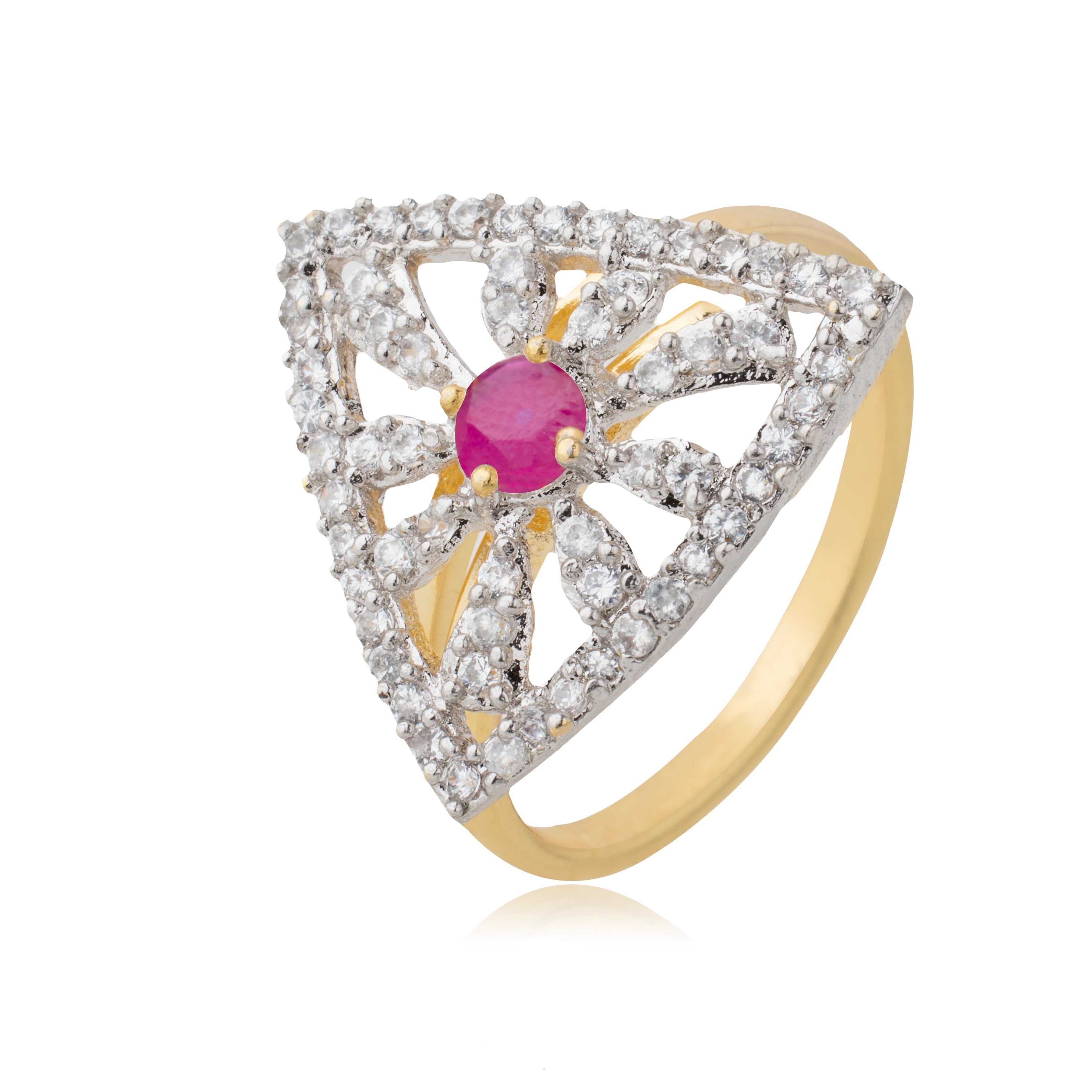 American Diamond Rose Gold-Plated Square Ring – Priyaasi