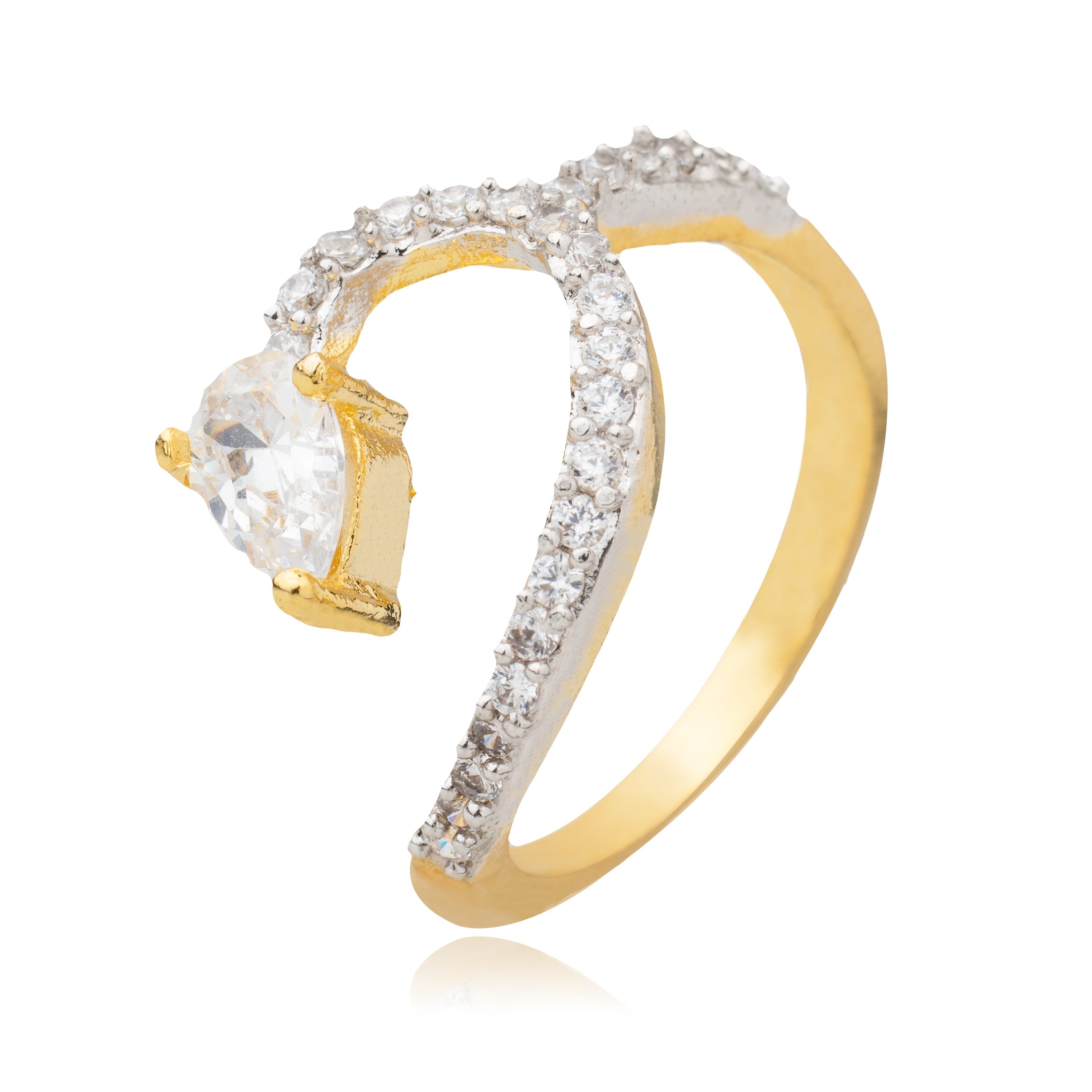 Yellow Gold Plated American Diamond Gems Adorned Ring – VOYLLA