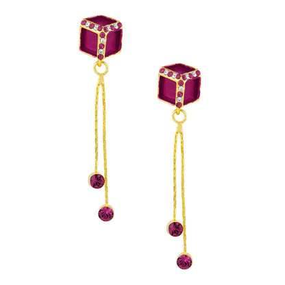 Hot/Rani Pink Designer Party Earring with Tassles (SJ_412)