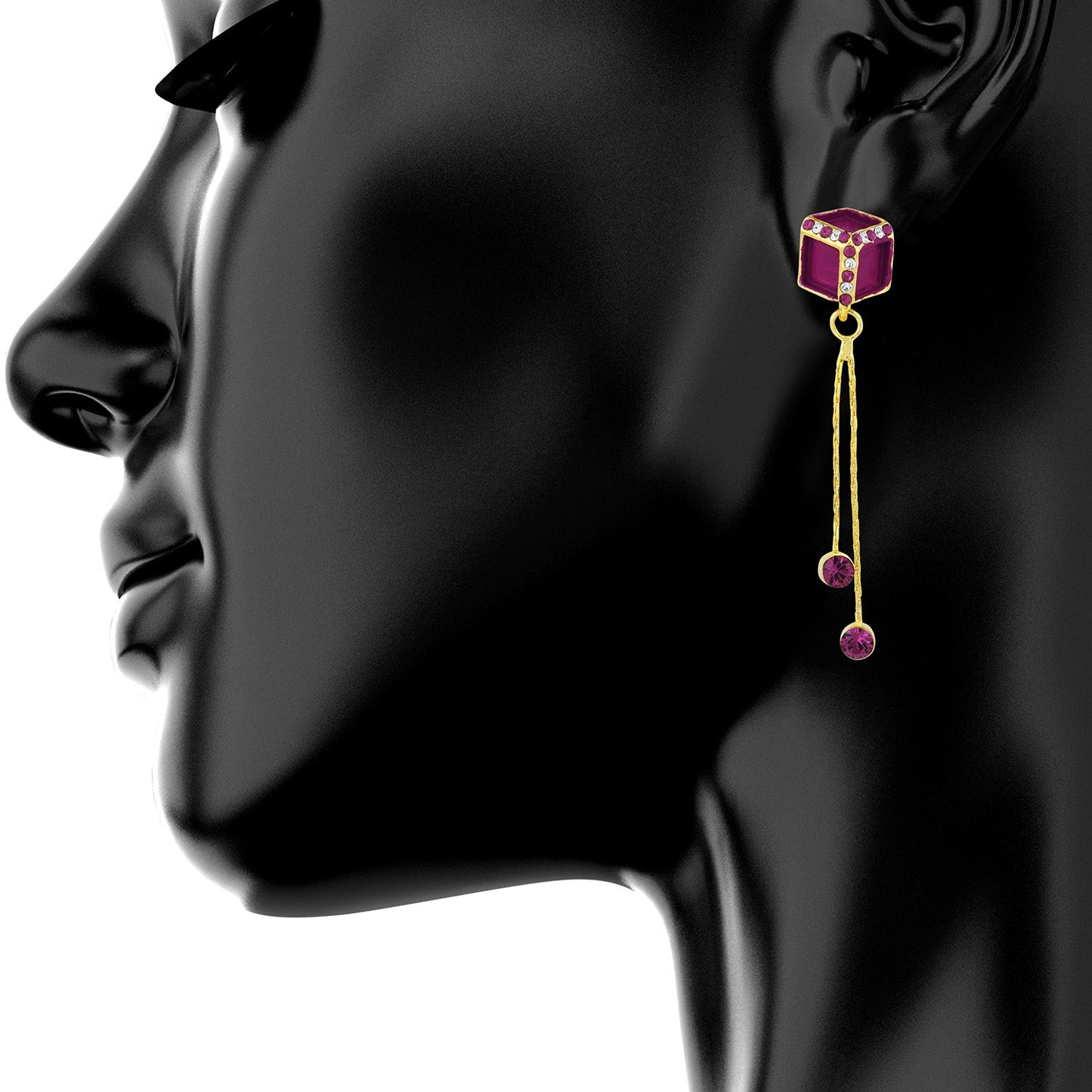 Hot/Rani Pink Designer Party Earring with Tassles (SJ_412)