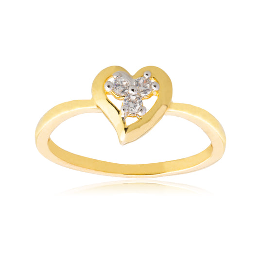 24k Gold Plated Heart Shaped ValantInes day FInger RIng For Women (SJ_4137)