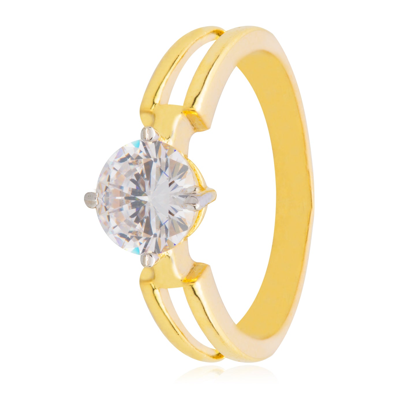 24k Gold Plated Classic Solitaire Design FInger RIng For Women (SJ_4139)