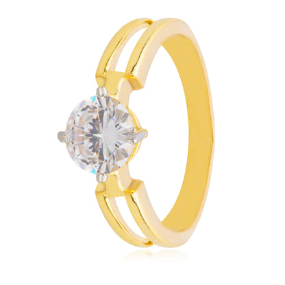 24k Gold Plated Classic Solitaire Design FInger RIng For Women (SJ_4139)