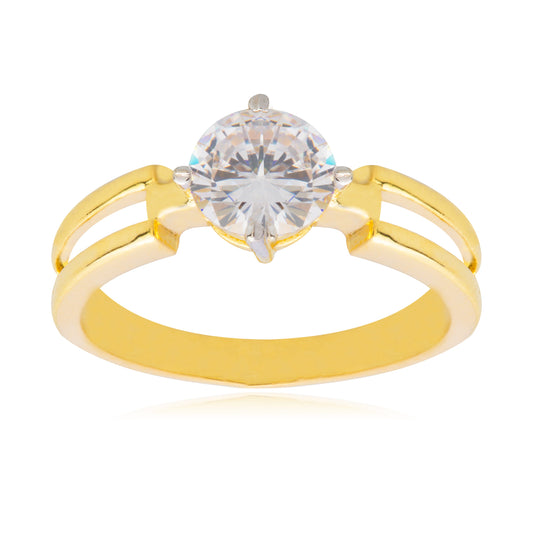 24k Gold Plated Classic Solitaire Design FInger RIng For Women (SJ_4139)