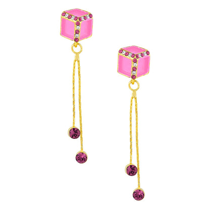 Pink Designer Party Earring with Tassles (SJ_413)