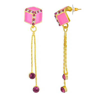 Pink Designer Party Earring with Tassles (SJ_413)